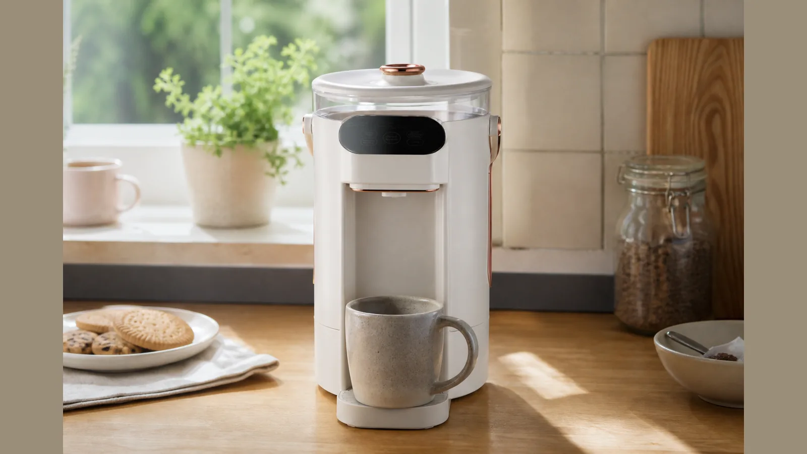 Kettle filled only to one mug mark on a UK kitchen worktop